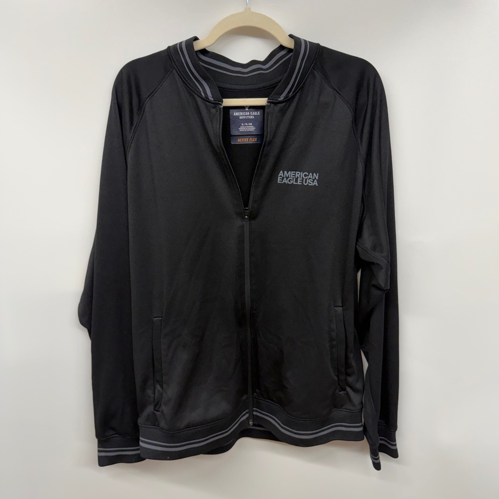 American Eagle USA Active Flex XL Black Full Zip Jacket Athletic Mens‎